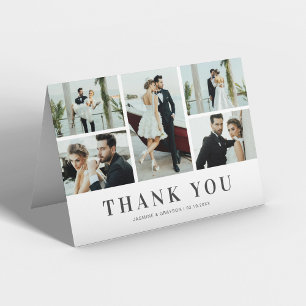 Elegant 5 Photo Wedding Thank You Card