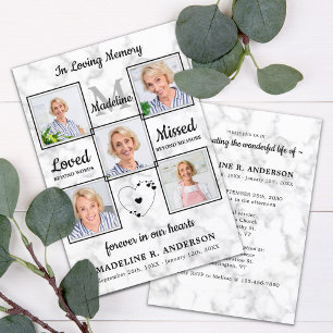 Elegant 5 Photos Memorial Celebration Of Life Invitation