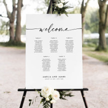 Elegant 5 Tables Welcome Seating Chart