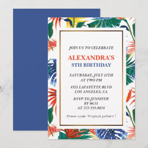 Elegant 5TH birthday invitations Tropical Party 