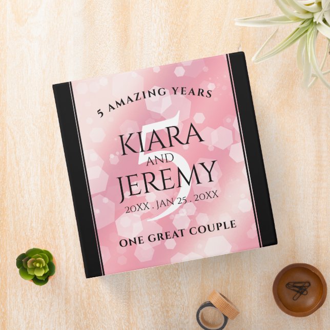 Elegant 5th Rose Quartz Wedding Anniversary Binder (In Situ)