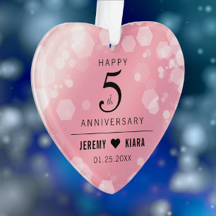 Elegant 5th Rose Quartz Wedding Anniversary Ornament