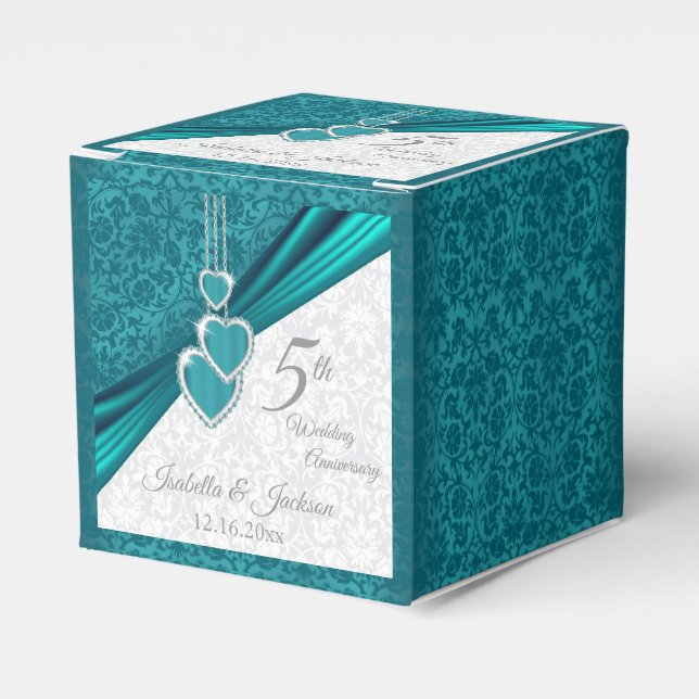 Elegant 5th Turquoise Wedding Anniversary Favor Box (Front Side)