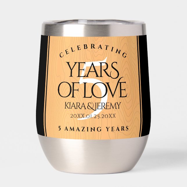 Elegant 5th Wood Wedding Anniversary Celebration (Back)