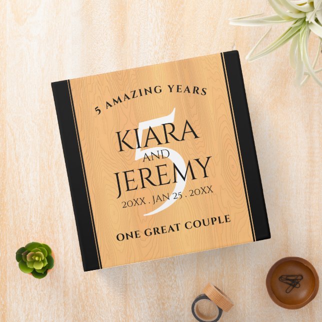 Elegant 5th Wood Wedding Anniversary Celebration Binder (In Situ)