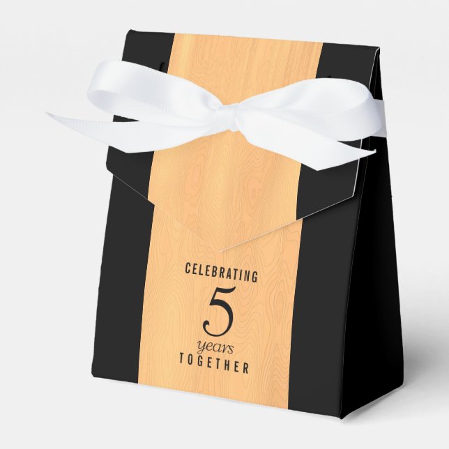 Elegant 5th Wood Wedding Anniversary Celebration Favor Box (Front Side)