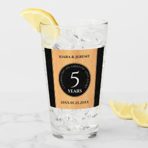 Elegant 5th Wood Wedding Anniversary Celebration Glass