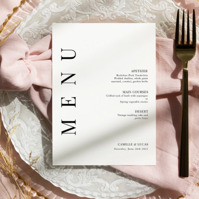 Elegant 5x7" Wedding Table Menu Cards Flat Menu (Creator Uploaded)
