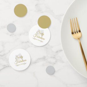 Elegant 60 and Fabulous Birthday Party White Gold  Confetti