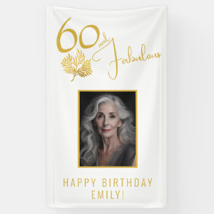 Elegant 60 and Fabulous Twigs 60th Birthday Photo Banner