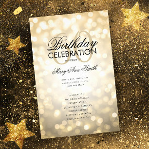 Elegant 60 Birthday Program Lights Gold Menu