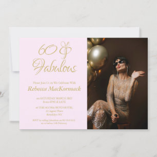 Elegant 60 & Fabulous Invitation Pink Gold Photo 