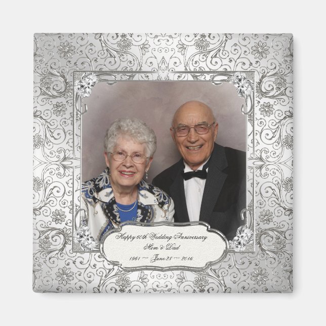 Élégant 60e anniversaire Mariage Magnet photo (Devant)