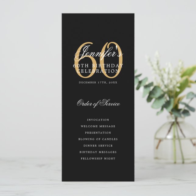Élégant 60e anniversaire programme de fête Black G (Debout devant)
