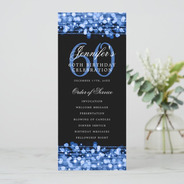 Élégant 60e Anniversaire Programme de fête Menu Ma (Debout devant)