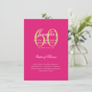 Élégant 60e anniversaire Programme Gold Hot Pink M