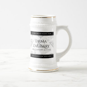 Elegant 60th 75th Diamond Wedding Anniversary Beer Stein