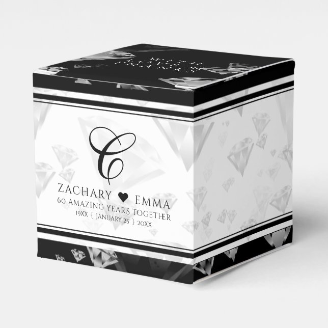 Elegant 60th 75th Diamond Wedding Anniversary Favor Box (Front Side)