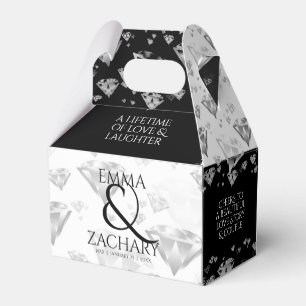 Elegant 60th 75th Diamond Wedding Anniversary Favor Box