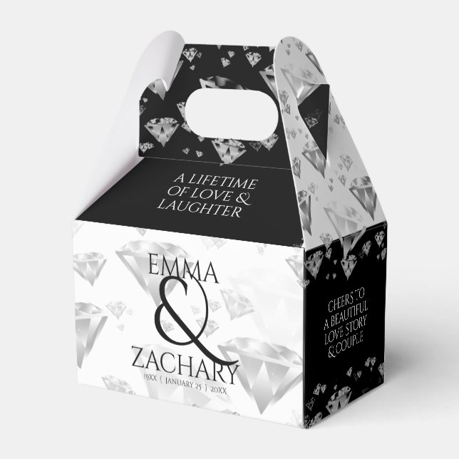 Elegant 60th 75th Diamond Wedding Anniversary Favor Box (Back Side)