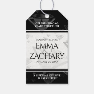 Elegant 60th 75th Diamond Wedding Anniversary Gift Tags
