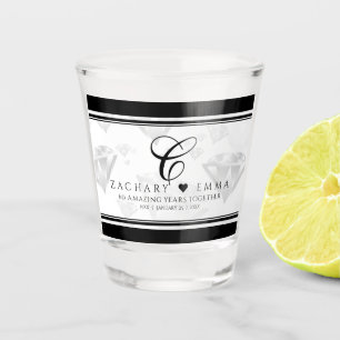 Elegant 60th 75th Diamond Wedding Anniversary Shot Glass