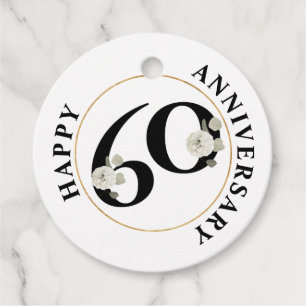 Elegant 60th Anniversary Favour Tags