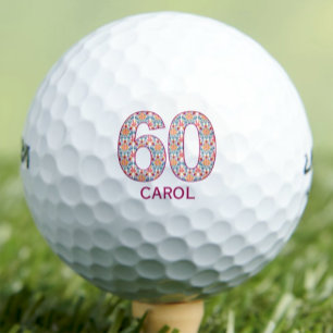 Elegant 60th Birthday Aunt Gift – Floral 60 Golf Balls