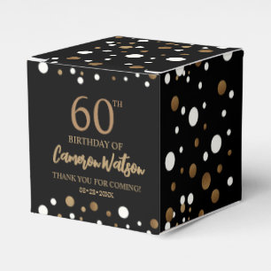 Elegant 60th birthday Black gold Confetti Custom Favor Box