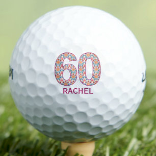 Elegant 60th Birthday Cousin Gift – Floral 60 Golf Balls