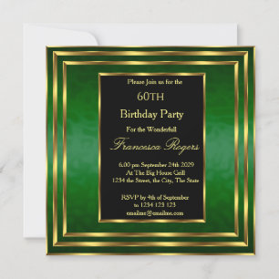 Elegant 60th Birthday Emerald Green Gold Invitation