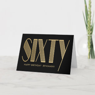 Elegant 60th Birthday Gold & Black Card