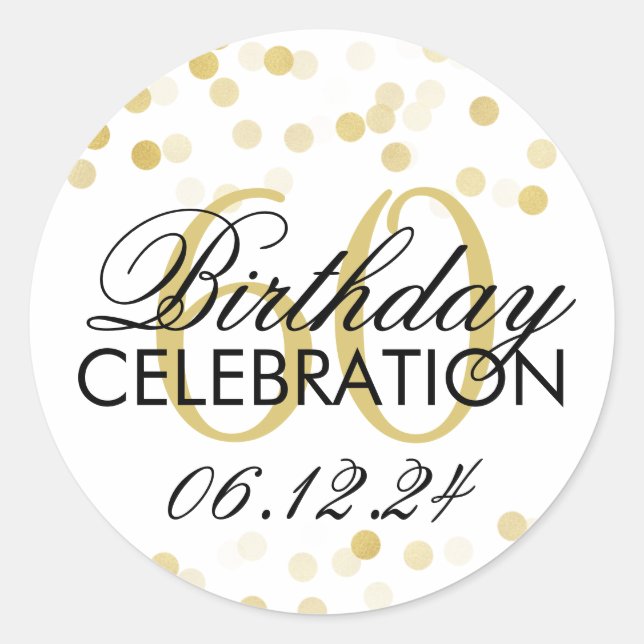 Elegant 60th Birthday Gold Foil Glitter Lights Classic Round Sticker (Front)