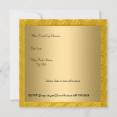 Elegant 60th birthday Gold Invitation (Back)