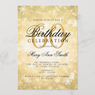 Elegant 60th Birthday Gold Winter Wonderland Invitation