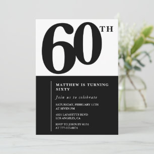 Elegant 60th birthday invitation Black Chic Modern