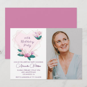 Elegant 60th birthday invitations Boho Photo