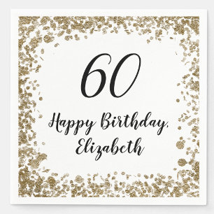 Elegant 60th Birthday Napkins With Gold Sequins