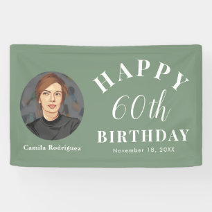 Elegant 60th Birthday Party Banner with Photo