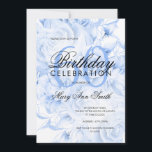 Elegant 60th Birthday Party Floral Navy Blue  Invitation<br><div class="desc">Elegant 60th Birthday Party Floral Navy Blue invitation template.</div>