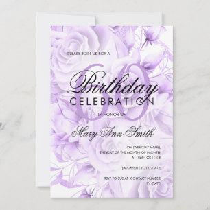 Elegant 60th Birthday Party Floral Purple  Invitation