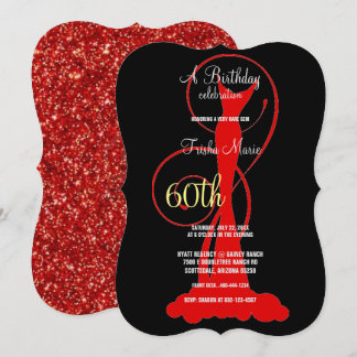Elegant 60th Birthday Party Formal Red Dress Invitation