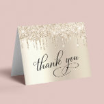 Elegant 60th Birthday Party Gold Glitter Thank You Card<br><div class="desc">Chic 60th birthday party folded thank you card featuring "Thank You" in elegant calligraphy,  a gold faux foil background and gold faux glitter. on the inside,  personalize your thank you message and signature or leave blank for a handwritten note.</div>