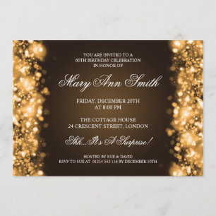 Elegant 60th Birthday Party Gold Sparkling Lights Invitation
