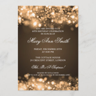 Elegant 60th Birthday Party Gold Sparkling Lights Invitation