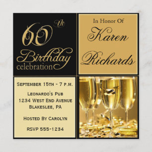 Elegant 60th Birthday Party Invitations