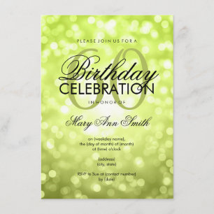 Elegant 60th Birthday Party Lime Glitter Lights Invitation
