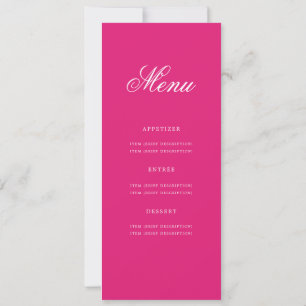 Elegant 60th Birthday Party Menu Gold Hot Pink  Invitation