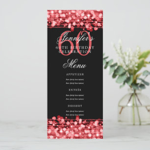 Elegant 60th Birthday Party Menu Red Lights Invitation