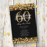 Elegant 60th Birthday Party Program Gold w/ Menu<br><div class="desc">Elegant "Birthday Party Program" design with Sparkles & Lights in Gold w/ custom text.</div>